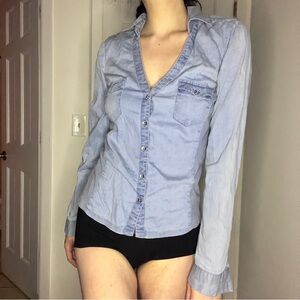 Blue Guess Button Up Shirt Size Medium